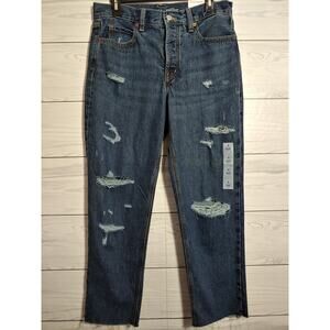 NWT Womens Old Navy Slouchy Straight Distressed Crop Jeans size 4